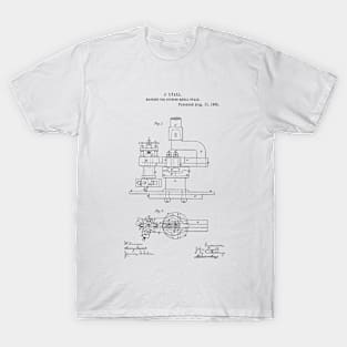 Machine for cutting metal oval Vintage Retro Patent Hand Drawing Funny Novelty Gift T-Shirt